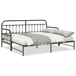 Berkfield Home Daybed Frame with Trundle Black 90x200 cm Steel - thumbnail 4