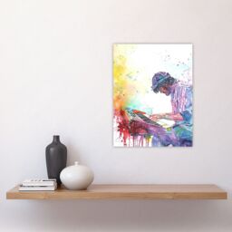 "Artery8 Rainbow Modern Watercolour Keyboard Music Wall Art Print - Size: W24"" x H32""" - thumbnail 4
