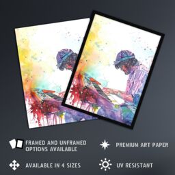 "Artery8 Rainbow Modern Watercolour Keyboard Music Wall Art Print - Size: W24"" x H32""" - thumbnail 2