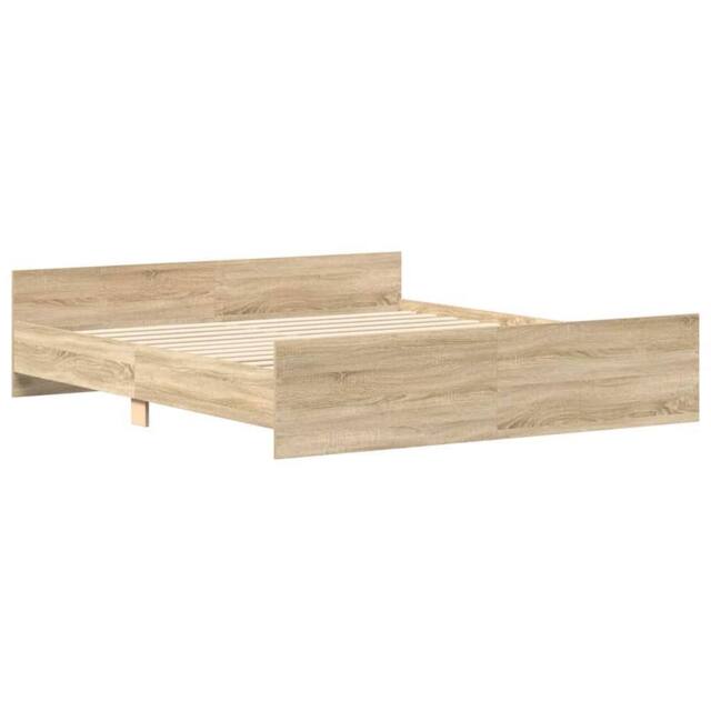 Berkfield Home Durable Bed Frame with Headboard & Footboard Sonoma Oak 160x200 cm in Light Tan - image 1