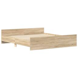 Berkfield Home Durable Bed Frame with Headboard & Footboard Sonoma Oak 160x200 cm in Light Tan