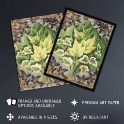 Artery8 Art Nouveau Ivy Leaves Painting Hibberd Framed Wall Art Print in Green - Size: A4 - thumbnail 2