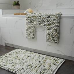 Allure Bath Fashions Marl Chunky Bobble Pedestal Toilet Mat Non Slip in Green - thumbnail 3