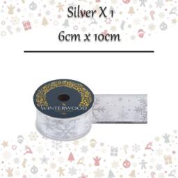 VFM e-Store Christmas Ribbon Garland 6cm x 10cm Silver X 1 - Size: 6 cm x 10 cm - thumbnail 2