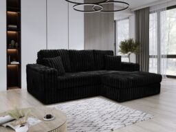 Furniture 786 Luxe Jumbo Cord 3-Seater Sofa with Removable Footstools in Black - thumbnail 3