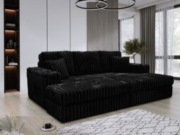 Furniture 786 Luxe Jumbo Cord 3-Seater Sofa with Removable Footstools in Black - thumbnail 1