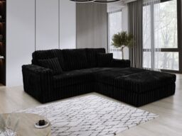 Furniture 786 Luxe Jumbo Cord 3-Seater Sofa with Removable Footstools in Black - thumbnail 2