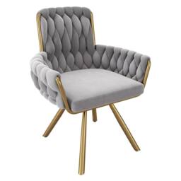 Merax Set of 4 Velvet Swivel Dining Chair with Arms & Backrest in Grey - thumbnail 6