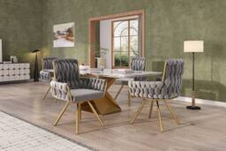 Merax Set of 4 Velvet Swivel Dining Chair with Arms & Backrest in Grey - thumbnail 8