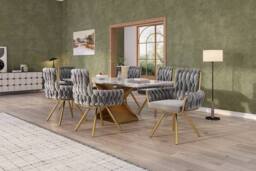 Merax Set of 4 Velvet Swivel Dining Chair with Arms & Backrest in Grey - thumbnail 9