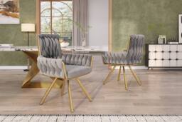 Merax Set of 4 Velvet Swivel Dining Chair with Arms & Backrest in Grey - thumbnail 7