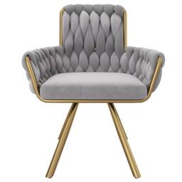 Merax Set of 4 Velvet Swivel Dining Chair with Arms & Backrest in Grey - thumbnail 5