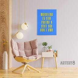 "Artery8 Worrying Is Paying Debt You Don't Owe Blue Yellow Canvas Art Print - Size: W24"" x H32""" - thumbnail 3