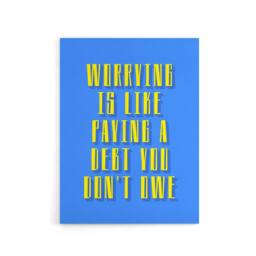 "Artery8 Worrying Is Paying Debt You Don't Owe Blue Yellow Canvas Art Print - Size: W24"" x H32""" - thumbnail 1