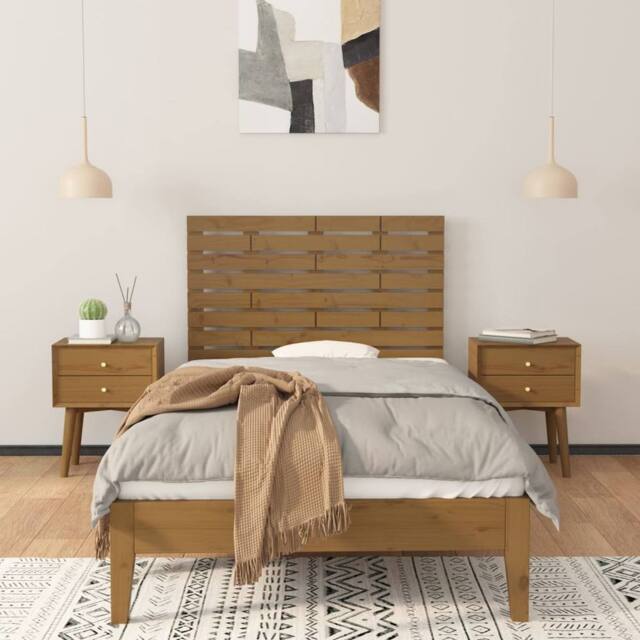 Berkfield Home Wall Headboard Honey Brown 96x3x63 cm Solid Wood Pine - Size: 96 x 3 x 63 cm - image 1