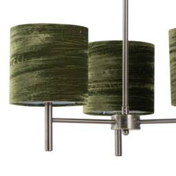 First Choice Lighting Set of 2 Brea - Antique Brass Light Fittings with Green Velvet Shades in Gold - thumbnail 3