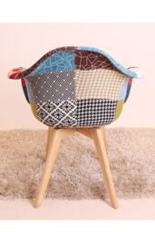 Life Interiors Set of 6 Patchwork Fabric Upholstered Accent Chairs with Wooden Legs, Mid-Century Modern Armchair - thumbnail 4