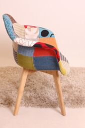 Life Interiors Set of 6 Patchwork Fabric Upholstered Accent Chairs with Wooden Legs, Mid-Century Modern Armchair - thumbnail 3