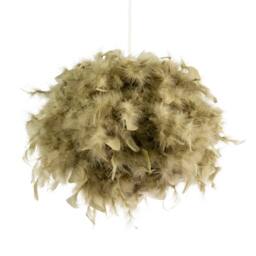 Happy Homewares Eye-Catching & Modern Olive Green Feather Decorated Pendant Shade - Size: 10 inches - thumbnail 1