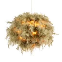 Happy Homewares Eye-Catching & Modern Olive Green Feather Decorated Pendant Shade - Size: 10 inches - thumbnail 2
