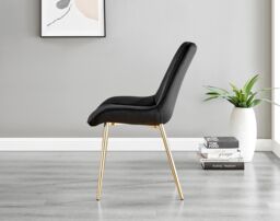 FurnitureboxUK Selina Round Glass Chrome Leg Dining Table & Pesaro Gold Leg Chairs in Black - Size: 2 Person - thumbnail 9
