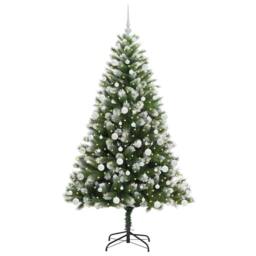 Berkfield Home Artificial Hinged Christmas Tree with Flocked Snow 180 cm in Green - thumbnail 3