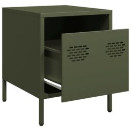 Berkfield Home Bedside Cabinets¬†2 pcs Olive Green 35x39x43.5 cm Steel - thumbnail 4