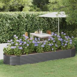 Berkfield Home Garden Raised Bed Powder-coated Steel 322x100x36 cm Anthracite in Charcoal - Size: 322 x 100 x 36 cm - thumbnail 2