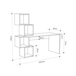 Decortie Balance' Modern Desk with Shelves 153.5cm in White - Size: 2 Pack - thumbnail 5