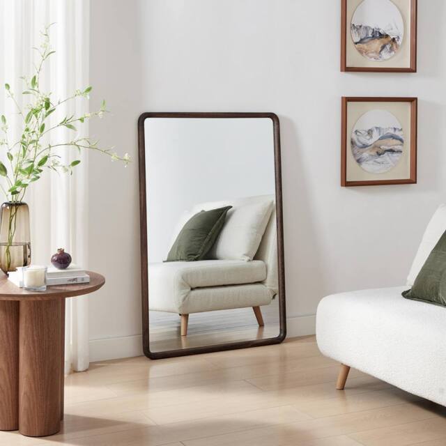 FurnitureboxUK Rowena Walnut Wood Large 120x80cm Rectangle Wall Mirror - Size: 120x80 cm - image 1