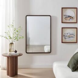 FurnitureboxUK Rowena Walnut Wood Large 120x80cm Rectangle Wall Mirror - Size: 120x80 cm - thumbnail 2