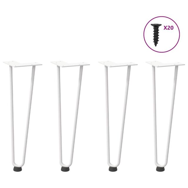 Berkfield Home Hairpin Table Legs 4 pcs White 42 cm Solid Steel - image 1