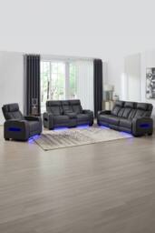 More4Homes Capri Electric Recliner 1+2+3 Seater Sofa Set w Bluetooth speakers in Charcoal - thumbnail 1