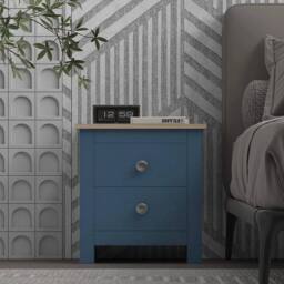 FLAVORA Modern Bedroom Furniture Navy Bedside Table - Size: 100 cm x 100 cm - thumbnail 8