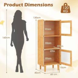 KORVIXA Small Corner Sideboard Storage Organizer in Natural - Size: 100 cm - thumbnail 2