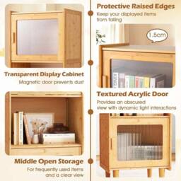 KORVIXA Small Corner Sideboard Storage Organizer in Natural - Size: 100 cm - thumbnail 3