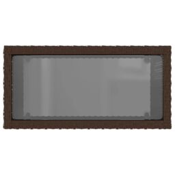 Berkfield Home Garden Side Table with Glass Top Brown 58x27.5x55 cm Poly Rattan - thumbnail 8