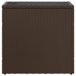 Berkfield Home Garden Side Table with Glass Top Brown 58x27.5x55 cm Poly Rattan - thumbnail 5