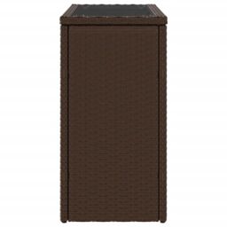 Berkfield Home Garden Side Table with Glass Top Brown 58x27.5x55 cm Poly Rattan - thumbnail 6