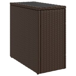 Berkfield Home Garden Side Table with Glass Top Brown 58x27.5x55 cm Poly Rattan - thumbnail 2