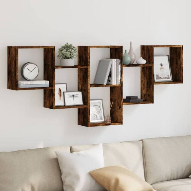 Berkfield Home Wall Shelf Smoked Oak 159x18x66 cm Engineered Wood in Brown - Size: 159 x 18 x 66 cm - image 1