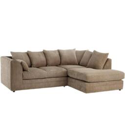Bliss Furniture Jumbo Cord Scatter Back 4 Seater Right Hand Corner Sofa in Beige - Size: 4 Person - thumbnail 1