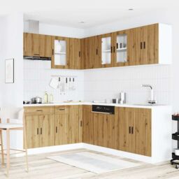Berkfield Home 11 Piece Kitchen Cabinet Set Porto Artisan Oak Engineered Wood in Brown - thumbnail 3