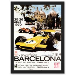 Artery8 Sport Advert Motor Race Barcelona Spain Formula Gran Premio A4 Artwork Framed Wall Art Print in Black - thumbnail 1