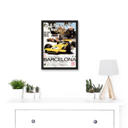 Artery8 Sport Advert Motor Race Barcelona Spain Formula Gran Premio A4 Artwork Framed Wall Art Print in Black - thumbnail 2