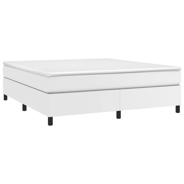 Berkfield Home Durable Box Spring Bed Frame White 180x200cm Super King Faux Leather - image 1