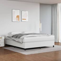 Berkfield Home Durable Box Spring Bed Frame White 180x200cm Super King Faux Leather - thumbnail 2