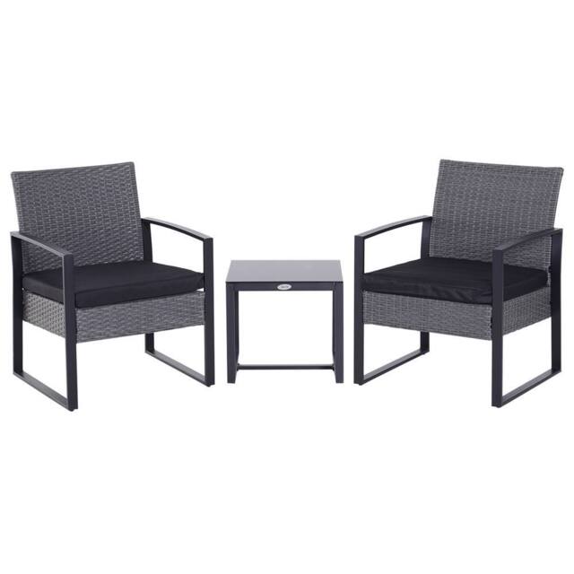 Matteo Grey Rattan Bistro Set - 2 Seater Outdoor Furniture with Cushions - image 1