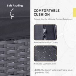 Matteo Grey Rattan Bistro Set - 2 Seater Outdoor Furniture with Cushions - thumbnail 5