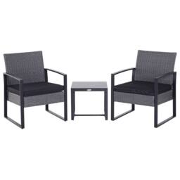 Matteo Grey Rattan Bistro Set - 2 Seater Outdoor Furniture with Cushions